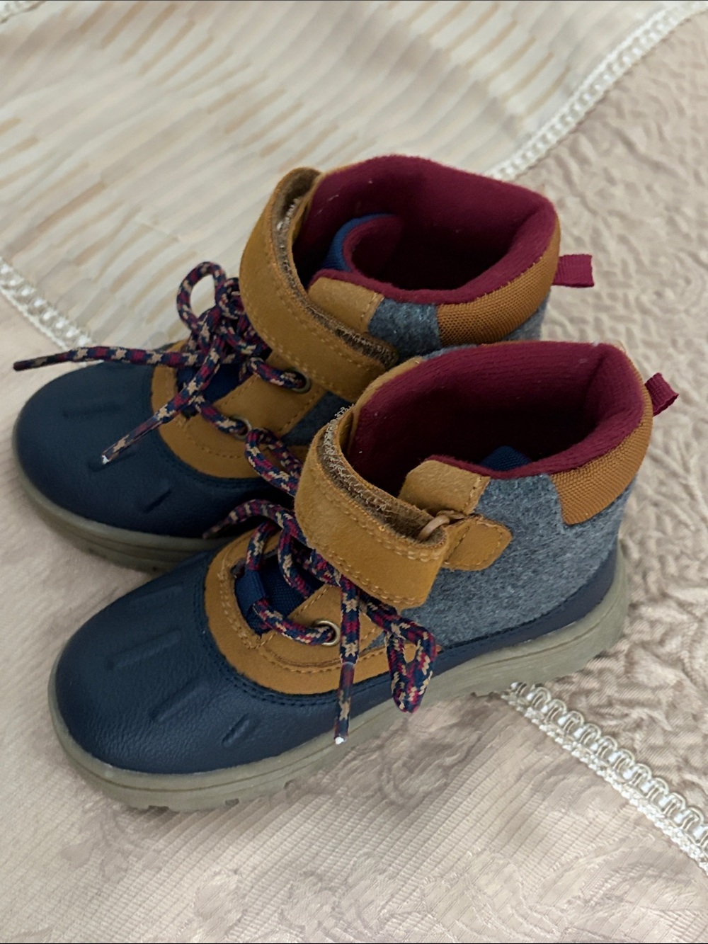 Carter's Navy, Tan & Burgundy Toddler Outdoor Boots - Picture 5 of 5